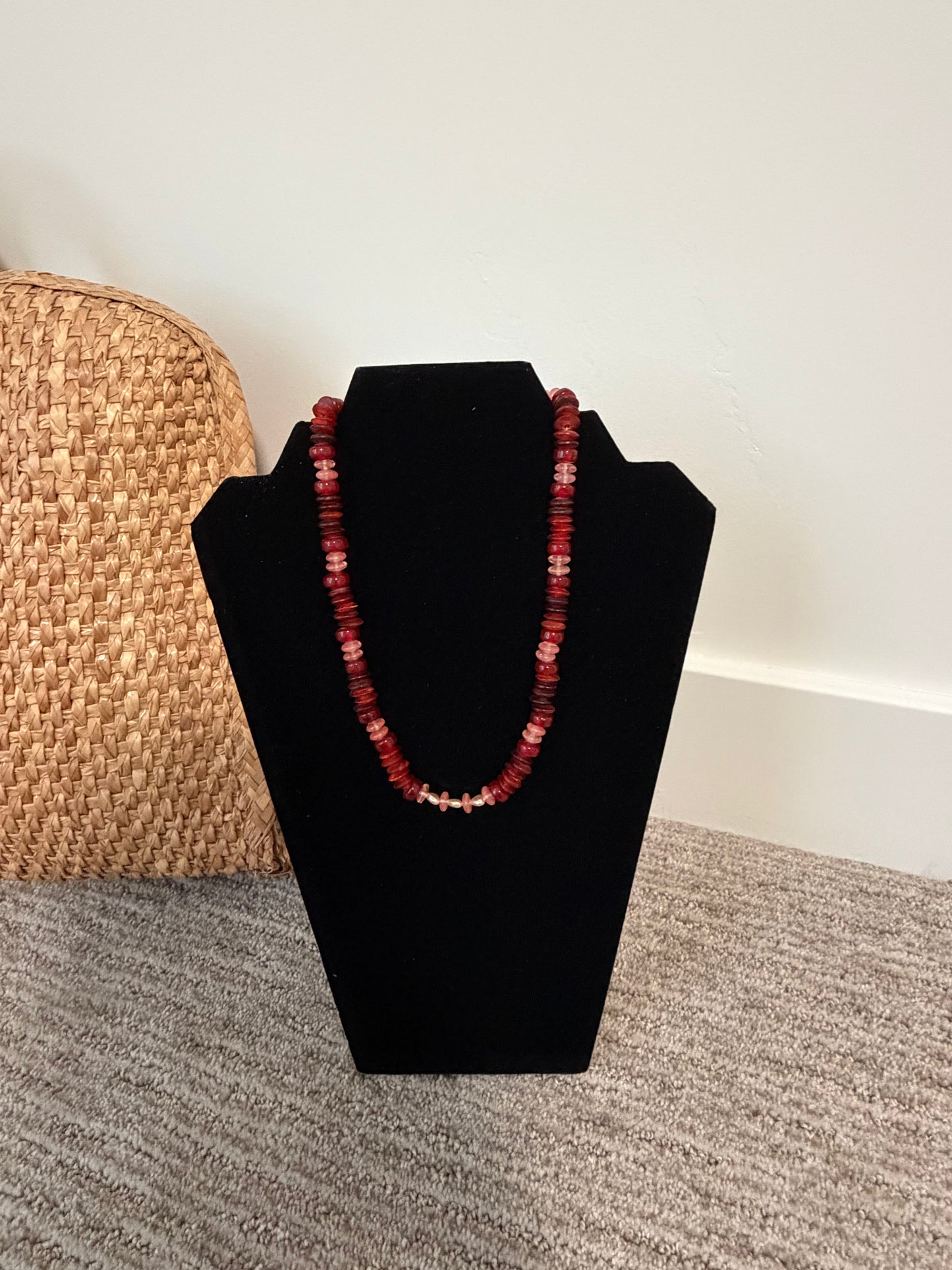 Handmade Glass and Bone Bead Necklace
