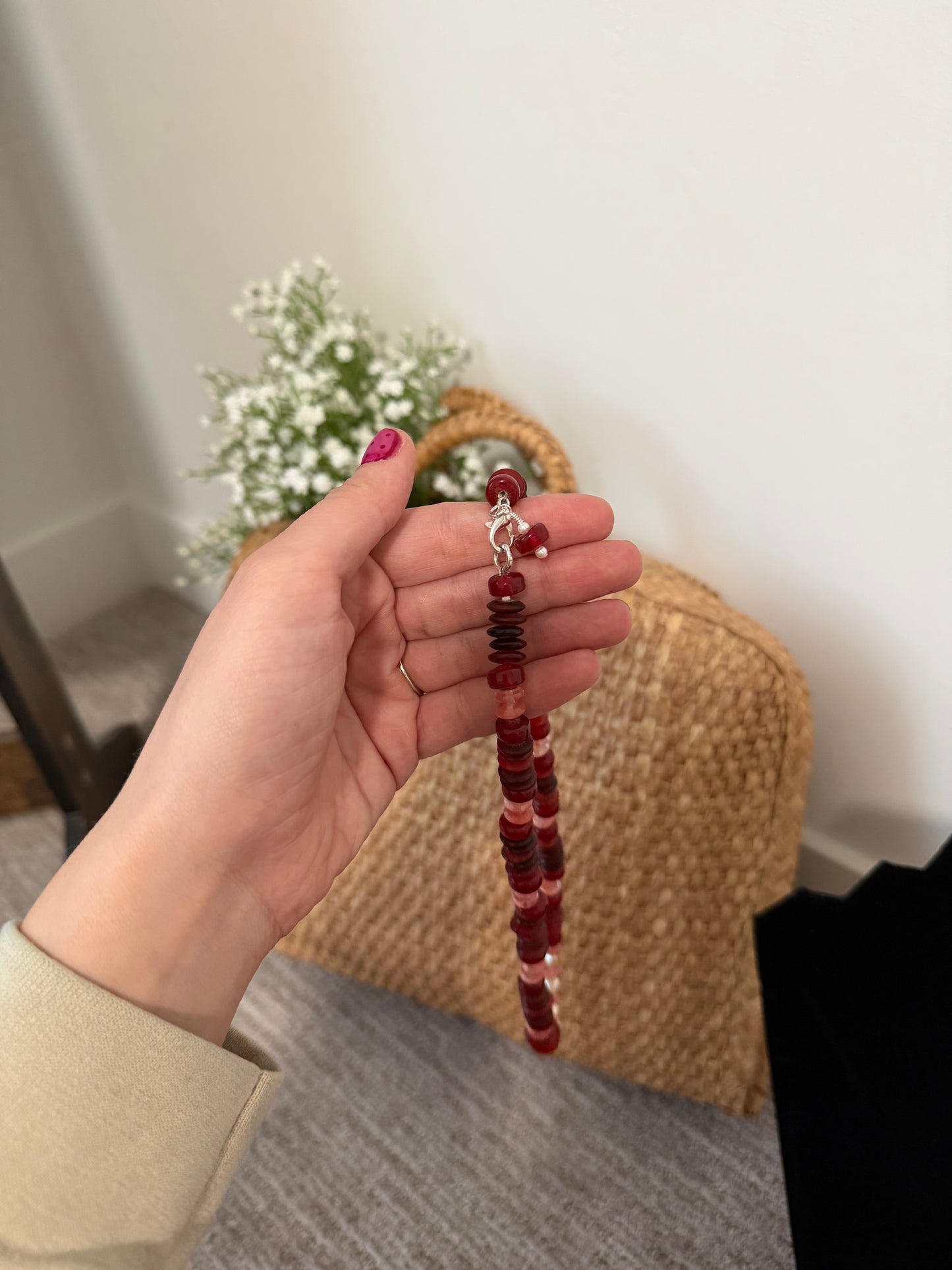 Handmade Glass and Bone Bead Necklace